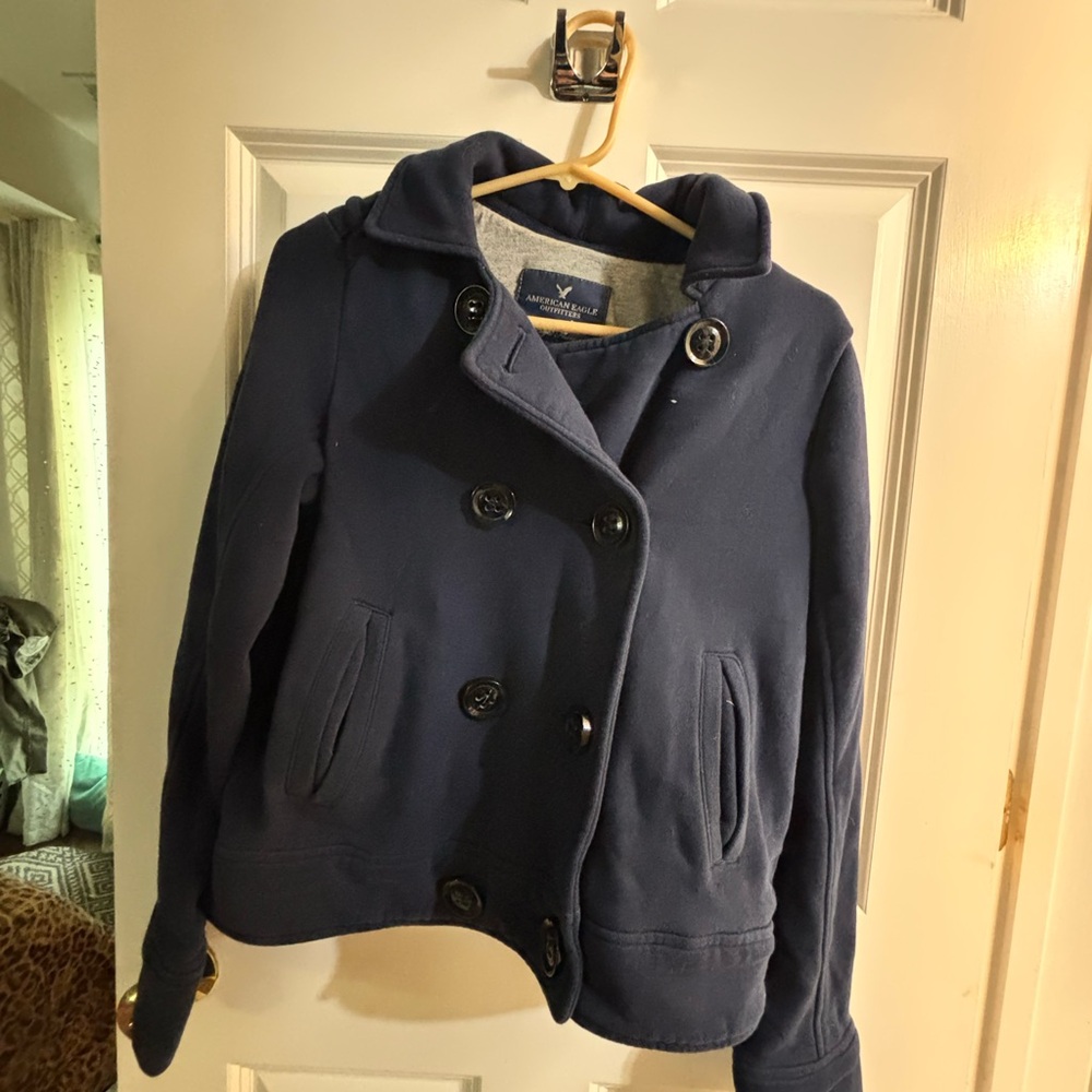 Navy Blue Double-Breasted Women's Jacket